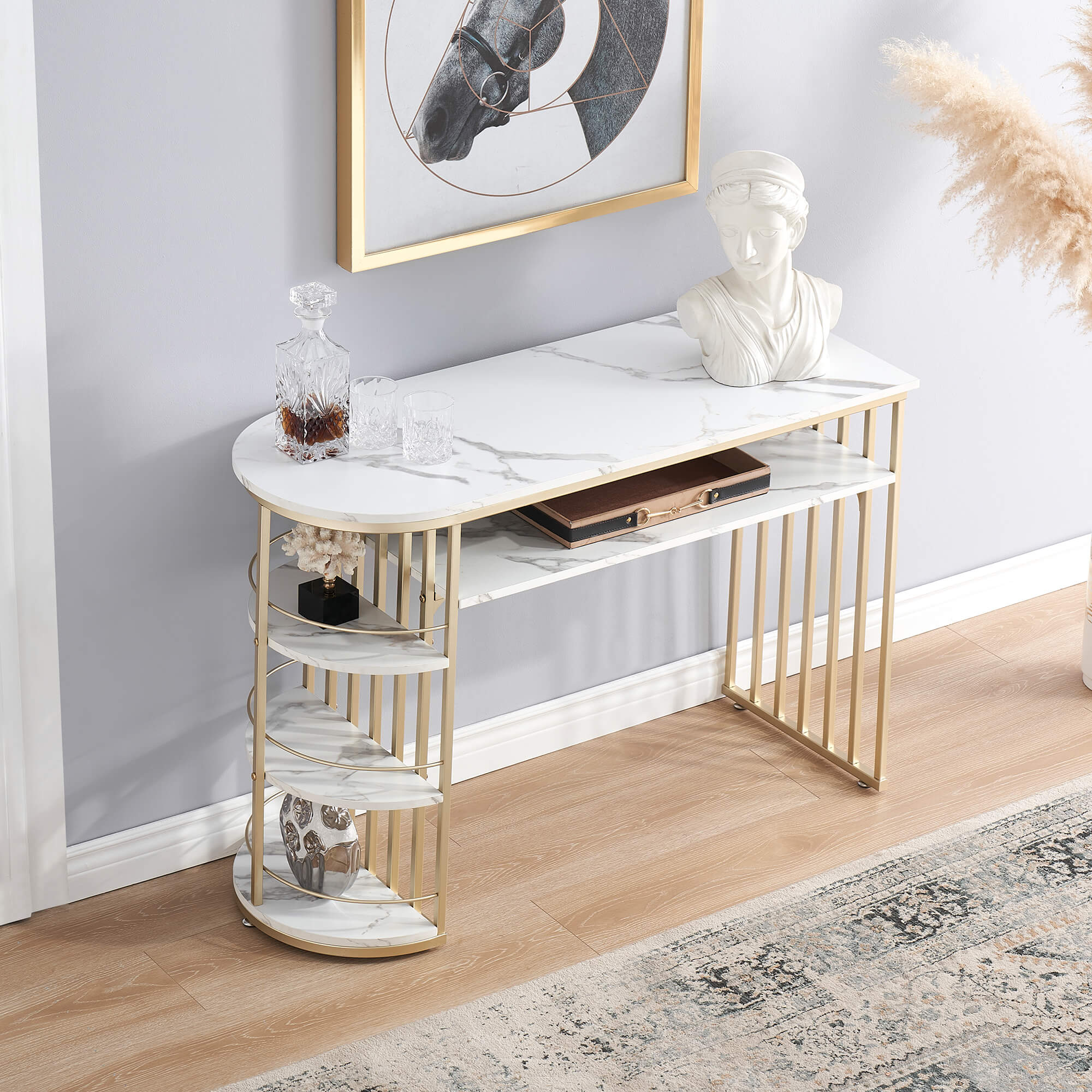 Ivinta Console Table for Entryway, Gold Entryway Table with Storage - Ivinta