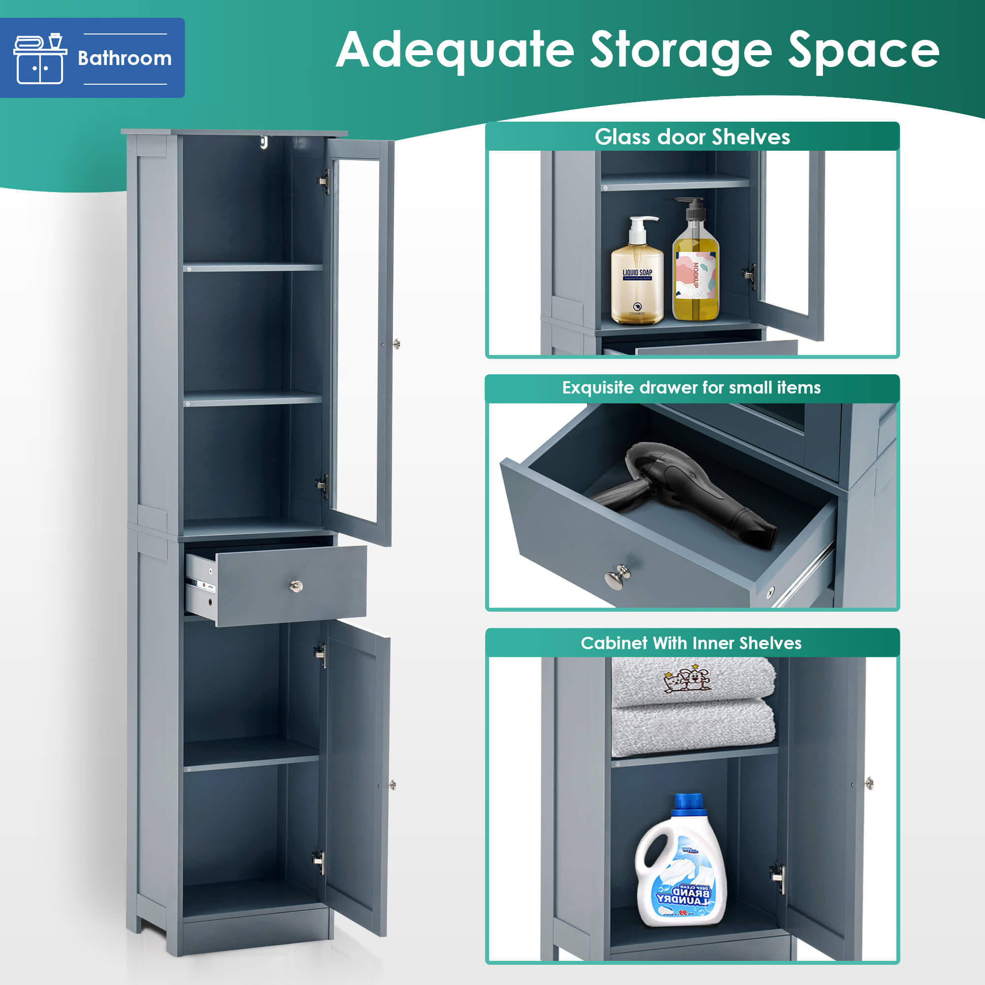 Kitcheniva Free Standing Floor Cabinet Storage Organizer, 4 Layers
