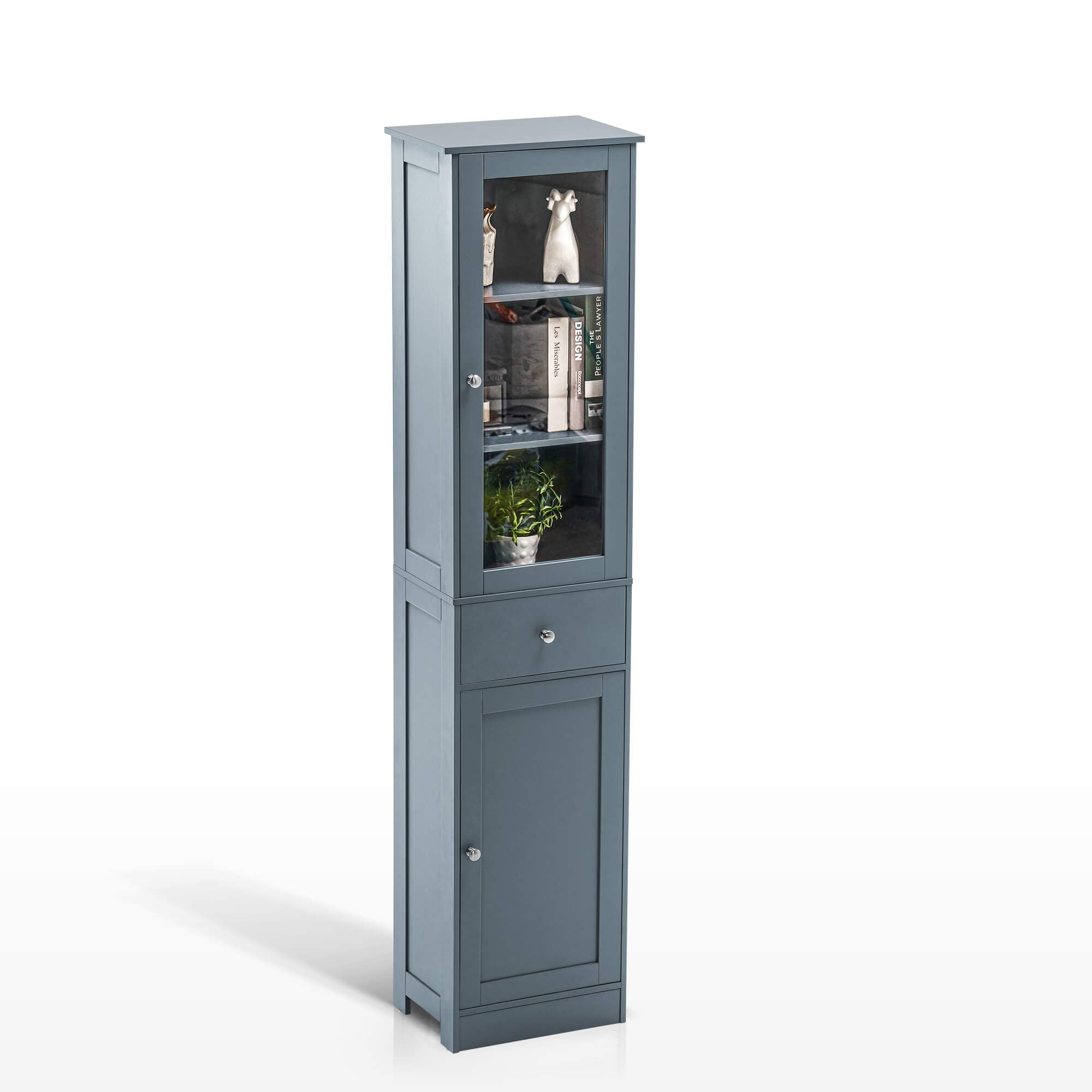 Ivinta Bathroom Storage Cabinet, Floor Standing Organizer Cabinet, Slim Bathroom Tower Cabinet