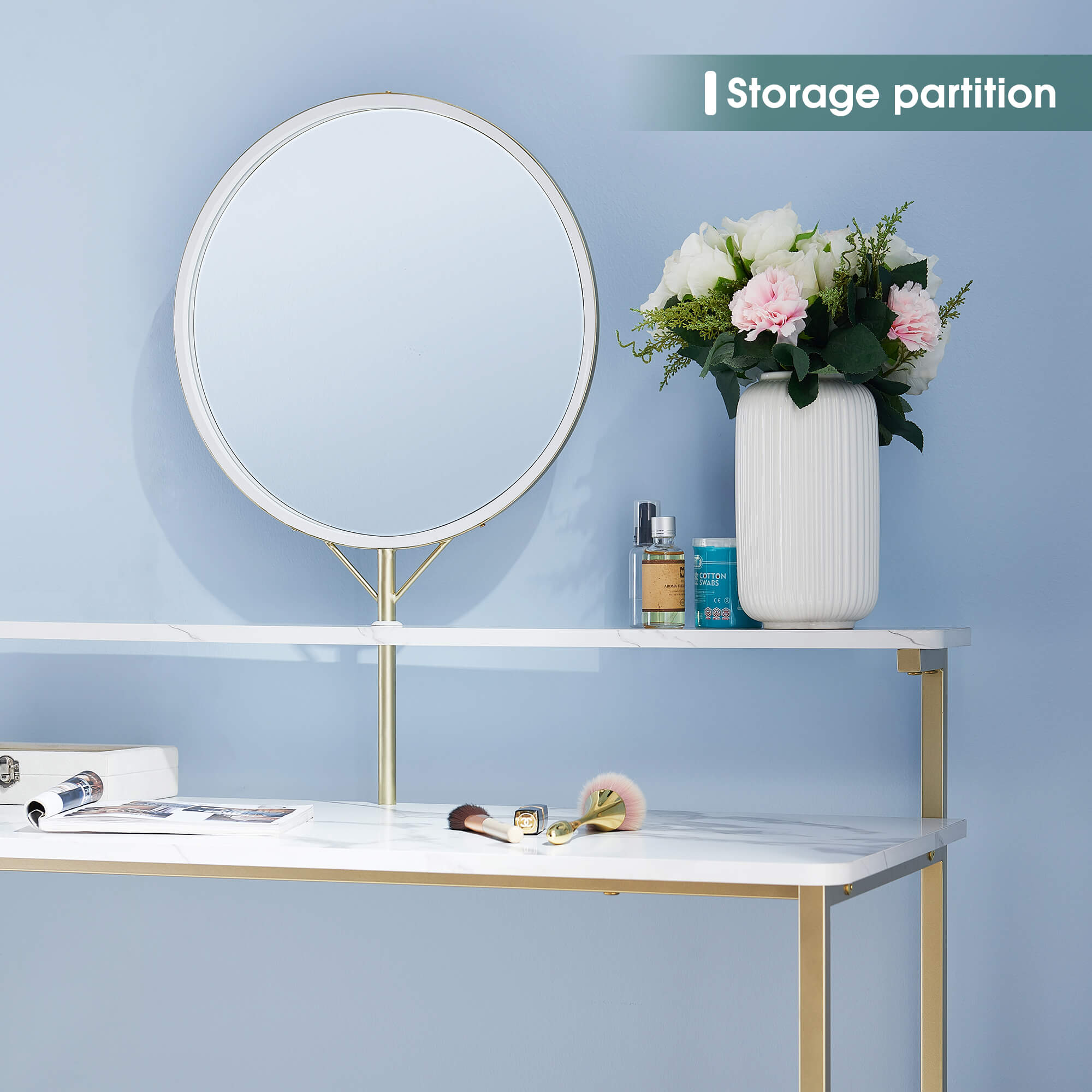 ivinta Makeup Vanity with Mirror, Small Vanity Desk for Bedroom, Dressing Room