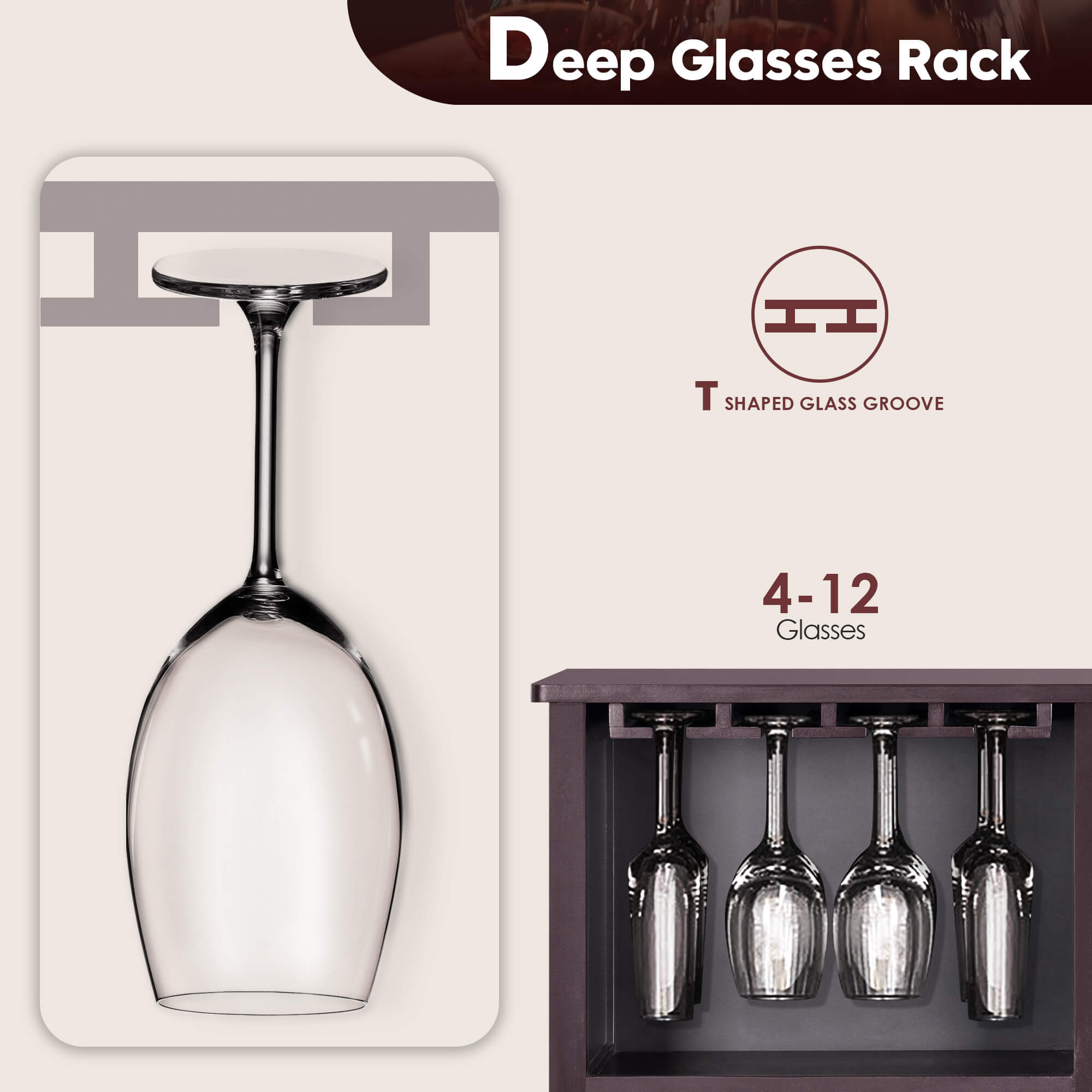 Ivinta Bar Cabinet for Liquor and Glasses Wine Rack Table Freestanding Floor - Ivinta