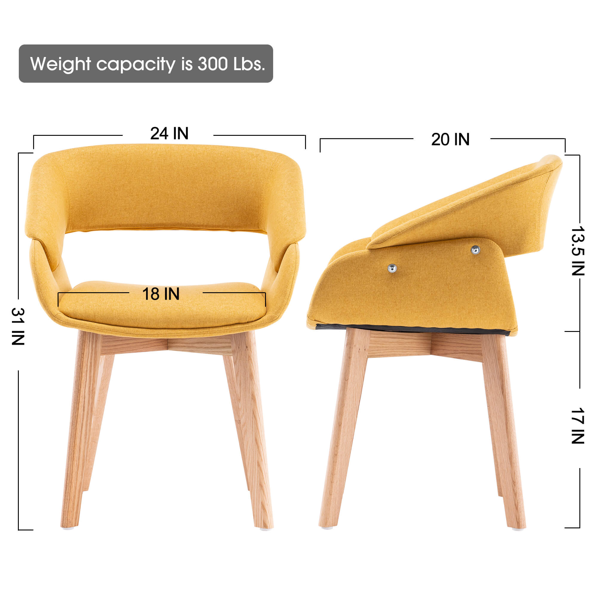 Ivinta Modern Living Dining Room Accent Arm Chairs Set of 2 Yellow+Cushion - Ivinta